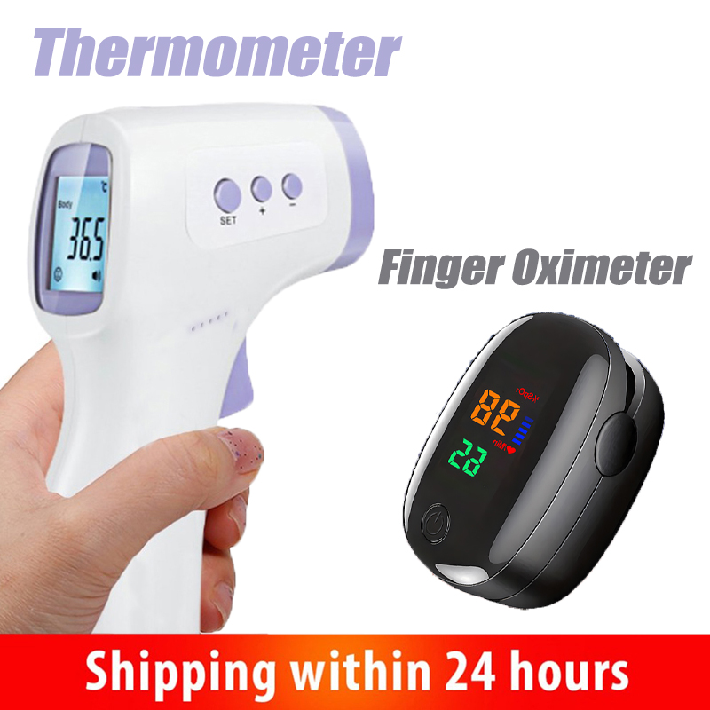 Pulse Oximeter - Contactloze infrarood voorhoofdthermometer of vingerpulsoximeter, digitaal