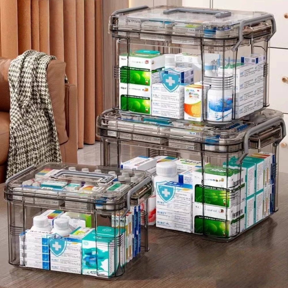 First Aid Kit - Doorzichtige medicijnorganizer opbergdoos met lade, plastic