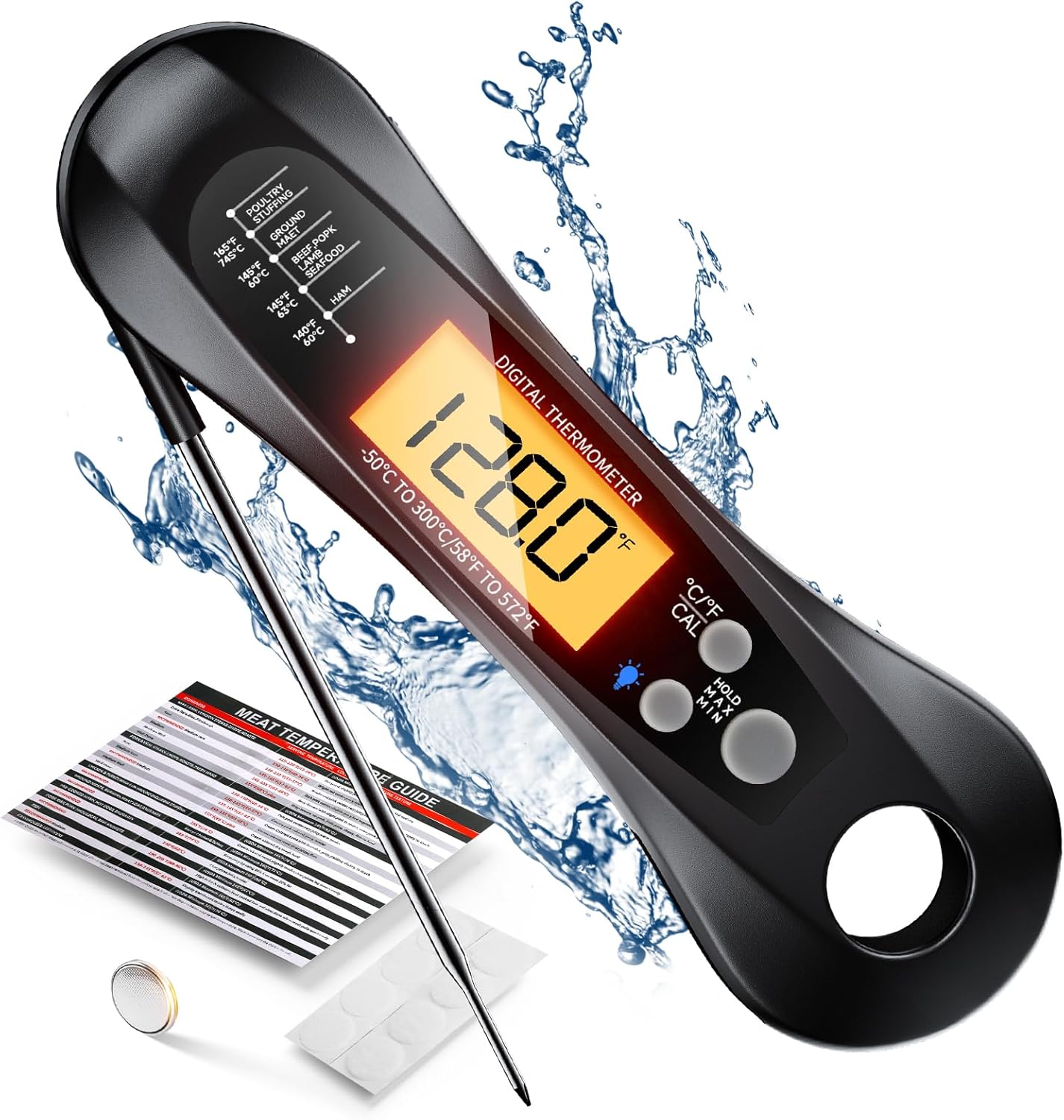 Thermometer Digital - Digitale, direct afleesbare vleesthermometer met opvouwbare