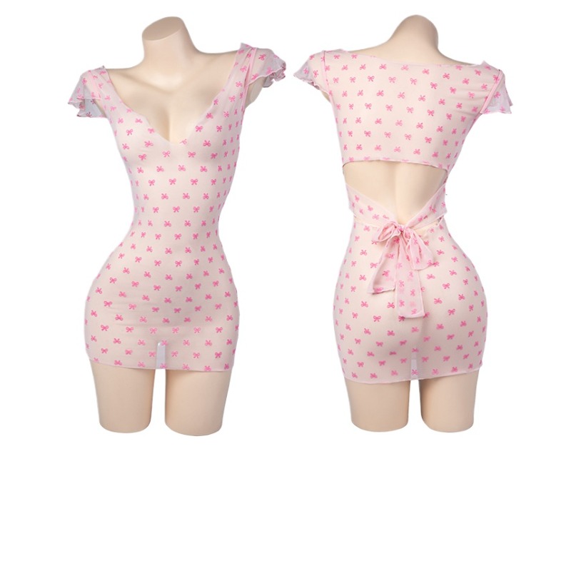 Bandage - Sexy Diepe V Roze Tule See