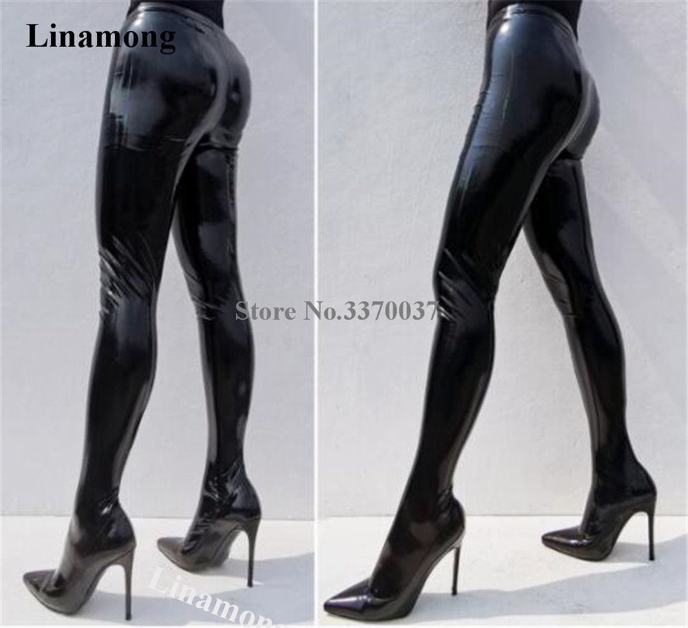 Bandage - Linamong sexy zwart lakleer suède taille
